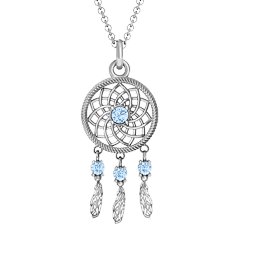 Dream Catcher Pendant in 925 Sterling Silver with Aquamarine