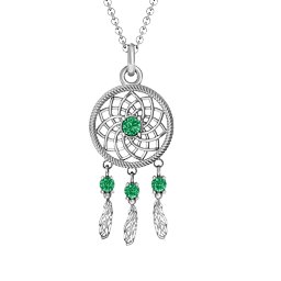 Dream Catcher Pendant in 925 Sterling Silver with Emerald
