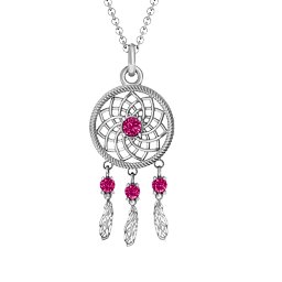 Dream Catcher Pendant in 925 Sterling Silver with Ruby