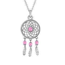 Dream Catcher Pendant in 925 Sterling Silver with Pink Tourmaline