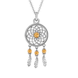 Dream Catcher Pendant in 925 Sterling Silver with Citrine