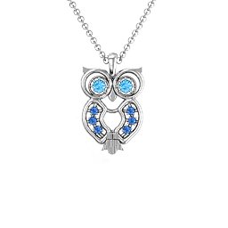 Wise Owl Pendant in 925 Sterling Silver