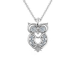 Wise Owl Pendant in 925 Sterling Silver