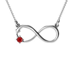 Snake Infinity Pendant in 925 Sterling Silver with Garnet