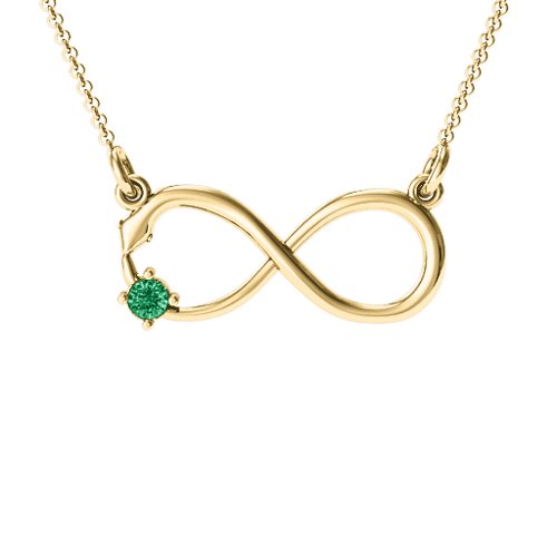Snake Infinity Pendant – 10K Yellow Gold with Emerald