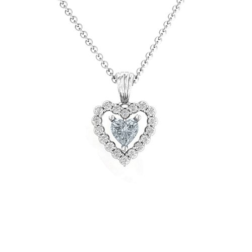 Heart in Heart Halo Pendant – Sterling Silver with Cubic Zirconia and White Premium Zirconia