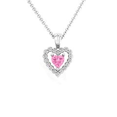 Heart in Heart Halo Pendant – 10K Yellow Gold with Garnet and White Premium Zirconia