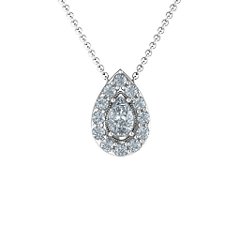 Pear Shape Halo Slide Pendant – 10K Yellow Gold with Cubic Zirconia