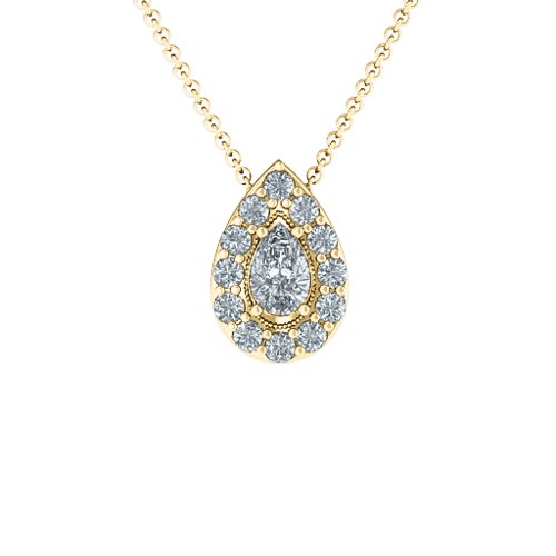 Pear Shape Halo Slide Pendant – 10K Yellow Gold with Cubic Zirconia