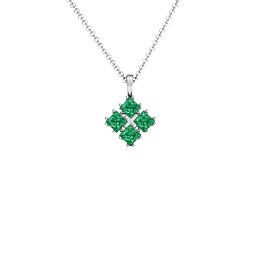 Four Stone Princess Pendant in 925 Sterling Silver with Emerald