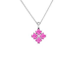 Four Stone Princess Pendant in 925 Sterling Silver with Pink Tourmaline
