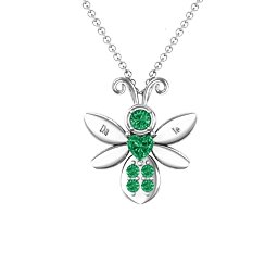 To Bee in Love Pendant in 925 Sterling Silver with Emerald