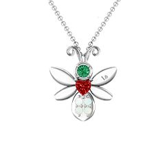 To Bee in Love Pendant – Sterling Silver with Garnet, Emerald, and Opal