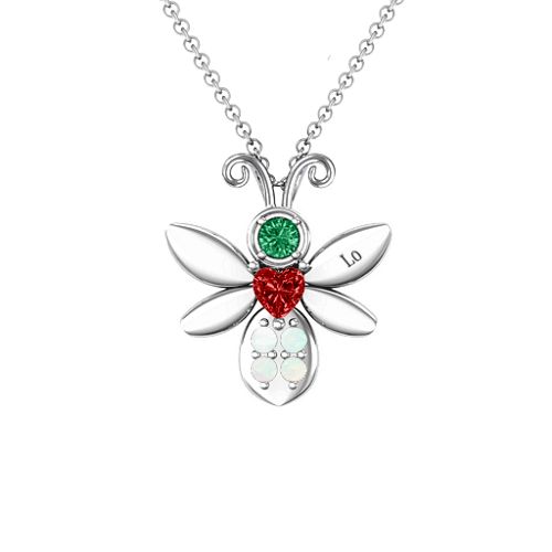 To Bee in Love Pendant – Sterling Silver with Garnet, Emerald, and Opal