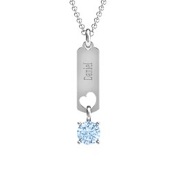 Love Tag Pendant with Round Stone