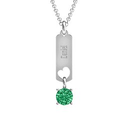 Love Tag Pendant with Round Stone