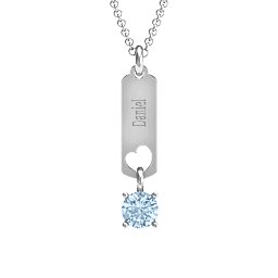 Love Tag Pendant with Round Stone