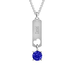 Love Tag Pendant with Round Stone
