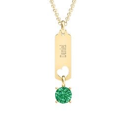Love Tag Pendant with Round Stone in 18K Gold Plated Silver