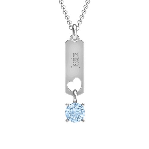 Love Tag Pendant with Round Stone