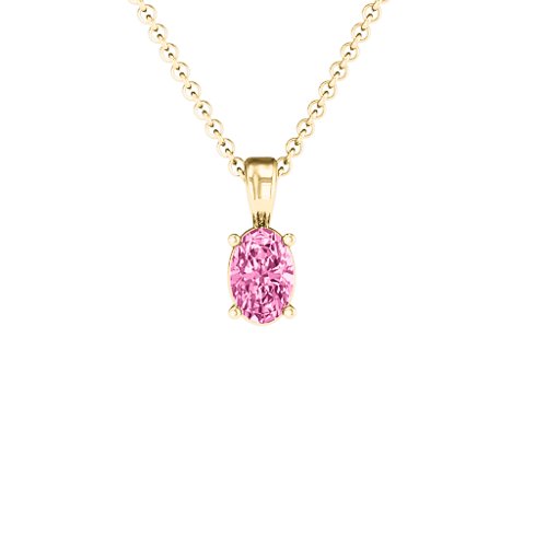 Elegant Oval Stone Pendant – 10K Yellow Gold with Pink Tourmaline