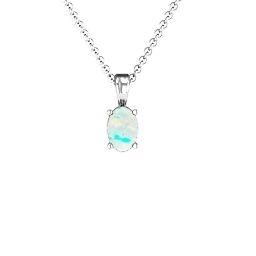 Elegant Oval Stone Pendant in 925 Sterling Silver with Opal