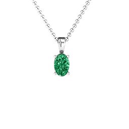 Elegant Oval Stone Pendant in 925 Sterling Silver with Emerald