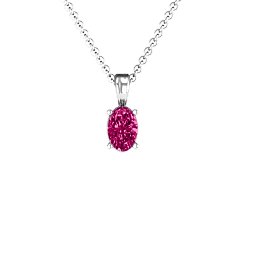 Elegant Oval Stone Pendant in 925 Sterling Silver with Ruby