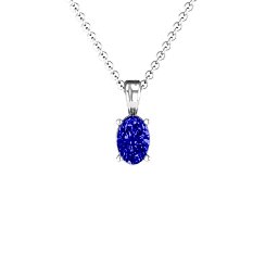 Elegant Oval Stone Pendant in 925 Sterling Silver with Blue Sapphire