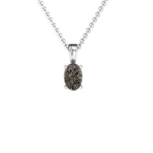 Elegant Oval Stone Pendant – Sterling Silver with Smokey Quartz