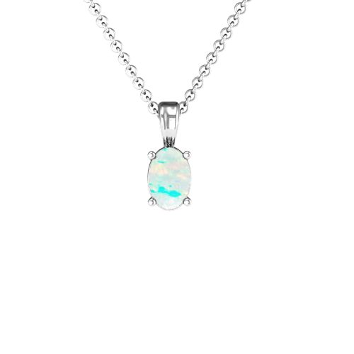 Elegant Oval Stone Pendant – Sterling Silver with Opal