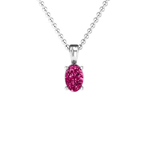 Elegant Oval Stone Pendant – Sterling Silver with Ruby