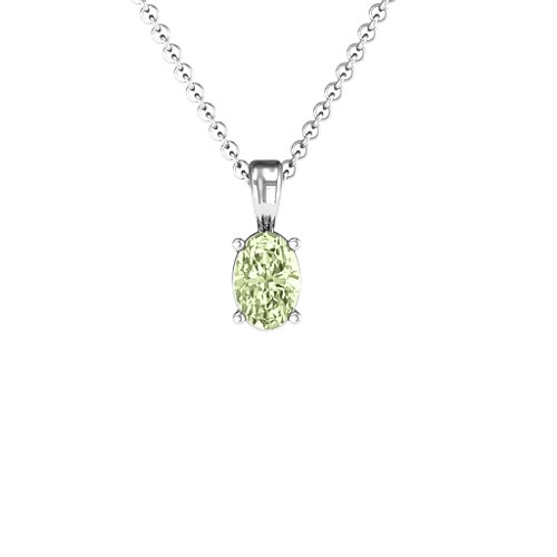 Elegant Oval Stone Pendant – Sterling Silver with Peridot