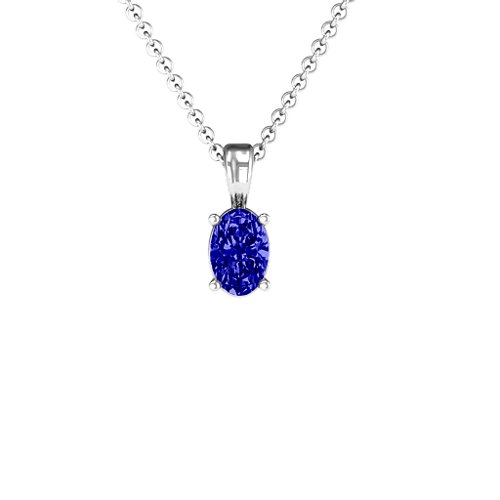 Elegant Oval Stone Pendant – Sterling Silver with Blue Sapphire