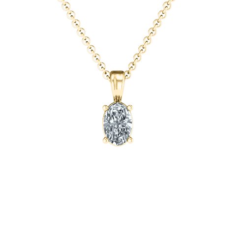 Elegant Oval Stone Pendant – 10K Yellow Gold with Cubic Zirconia