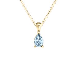 Elegant Pear Stone Pendant in 18K Gold Plated Silver with Aquamarine