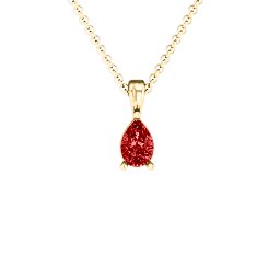 Elegant Pear Stone Pendant in 18K Gold Plated Silver with Garnet