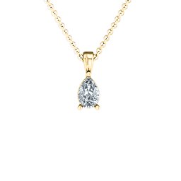 Elegant Pear Stone Pendant in 18K Gold Plated Silver with Cubic Zirconia