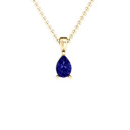 Elegant Pear Stone Pendant in 18K Gold Plated Silver with Blue Sapphire