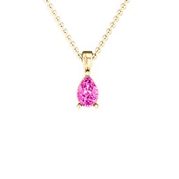 Elegant Pear Stone Pendant in 18K Gold Plated Silver with Pink Tourmaline