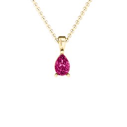Elegant Pear Stone Pendant in 18K Gold Plated Silver with Ruby