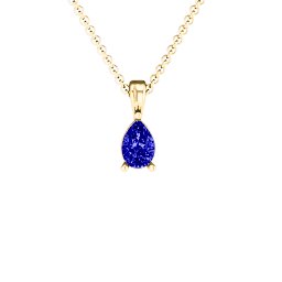 Elegant Pear Stone Pendant in 18K Gold Plated Silver with Blue Sapphire