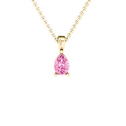 Elegant Pear Stone Pendant in 18K Gold Plated Silver with Pink Tourmaline