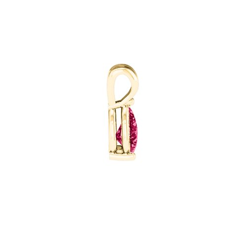 Elegant Pear Stone Pendant – 18K Gold Plated Silver with Ruby