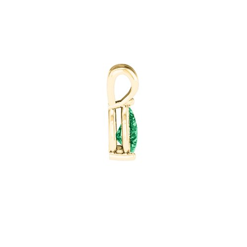 Elegant Pear Stone Pendant – 18K Gold Plated Silver with Emerald