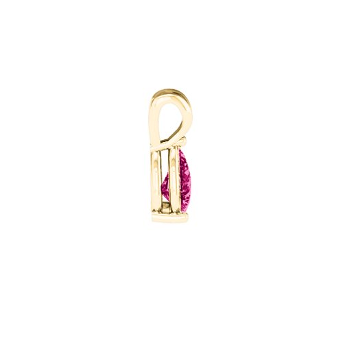 Elegant Pear Stone Pendant – 18K Gold Plated Silver with Ruby