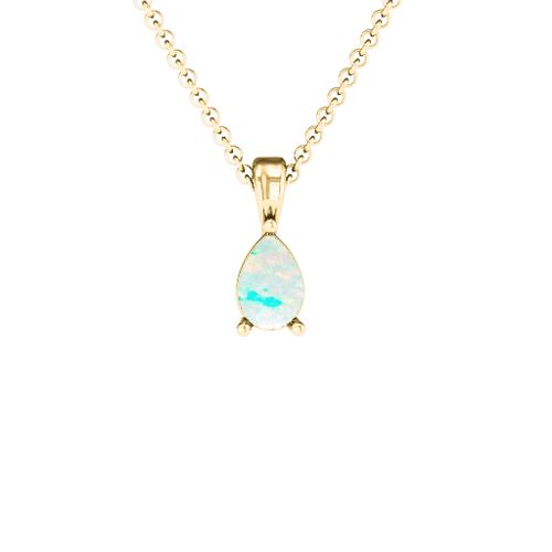 Elegant Pear Stone Pendant – 18K Gold Plated Silver with Opal