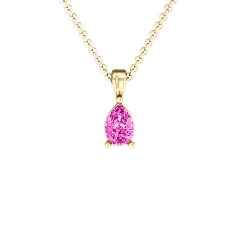 Elegant Pear Stone Pendant – 18K Gold Plated Silver with Pink Tourmaline