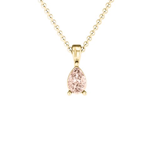 Elegant Pear Stone Pendant – 18K Gold Plated Silver with Morganite