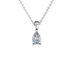 Elegant Pear Stone Pendant – 10K Yellow Gold with Cubic Zirconia